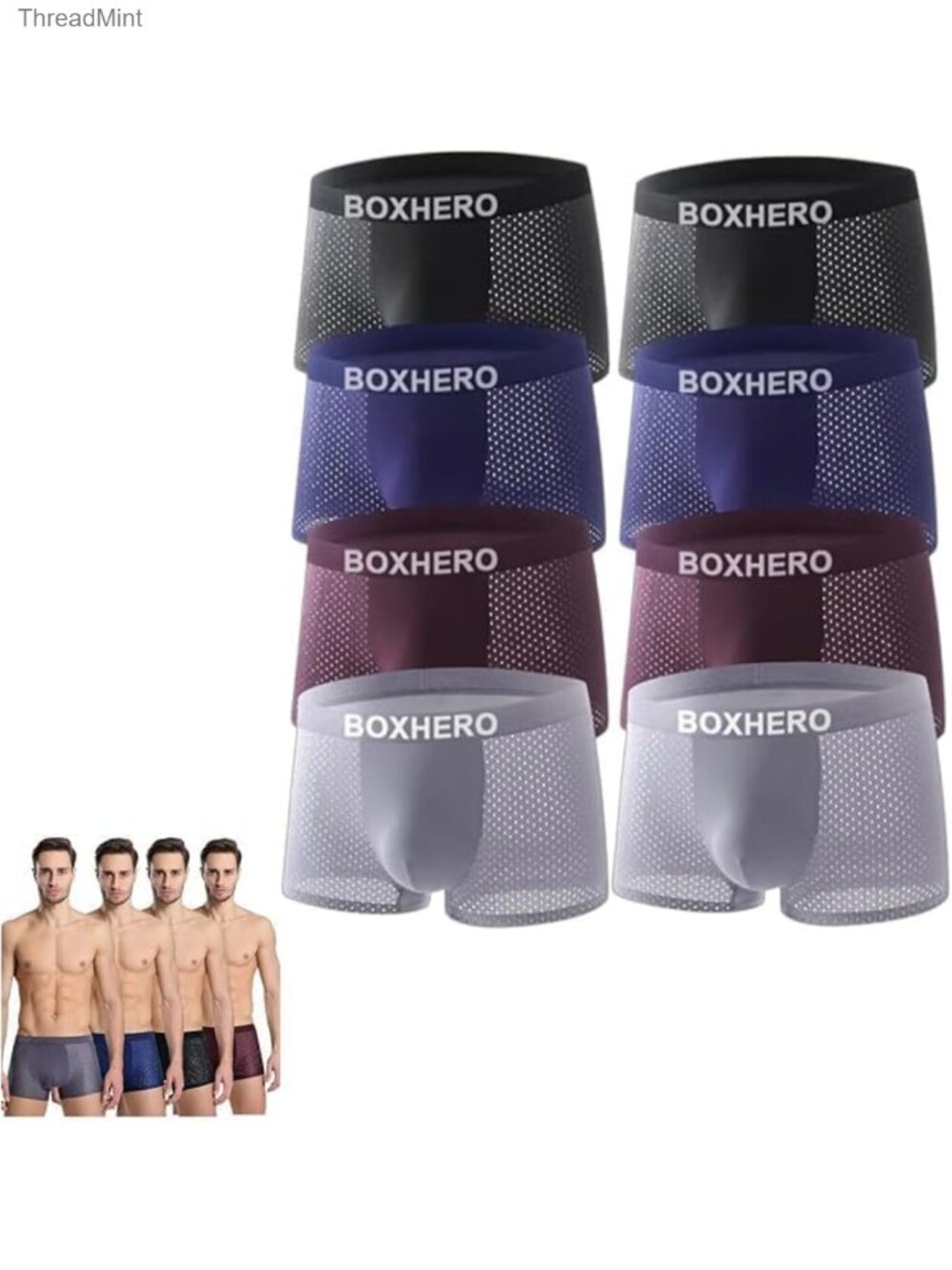 Mens Boxer Briefs Breathable 3D Pouch Underwear Quick Dry Moisture Wicking